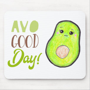 Kawaii Avocado Avo goede dag Verkleurde potloodtek Muismat