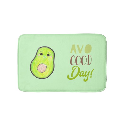 kawaii avocado avo goede day green typografie badmat (Voorkant)