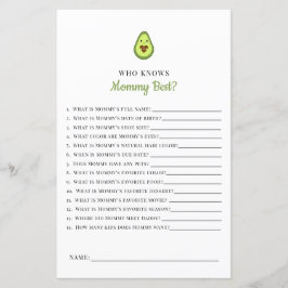 Kawaii Avocado Baby shower Game die mama kent