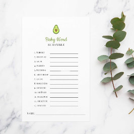 Kawaii Avocado Baby shower Game Word Scramble