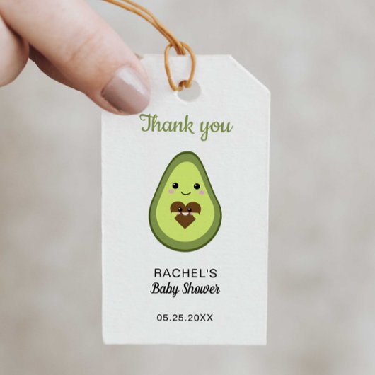 Kawaii Avocado Baby shower Hartelijk dank Cadeaulabel