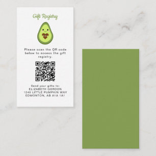 Kawaii Avocado Baby shower QR Code Cadeauregister Informatiekaartje