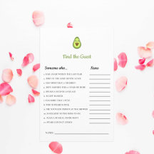 Kawaii Avocado Baby shower spel Vind de Gast