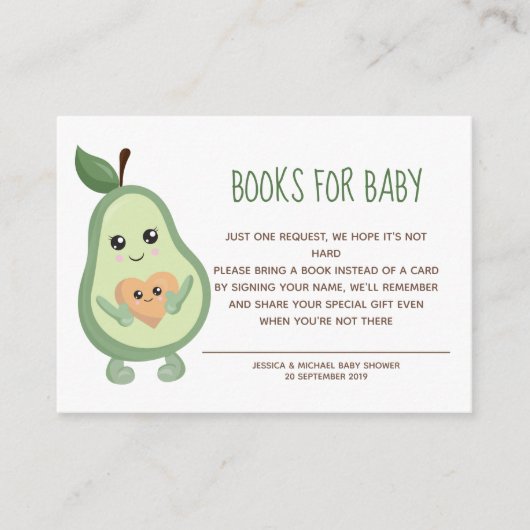 Kawaii Avocado Books for Baby Informatiekaartje (Voorkant)