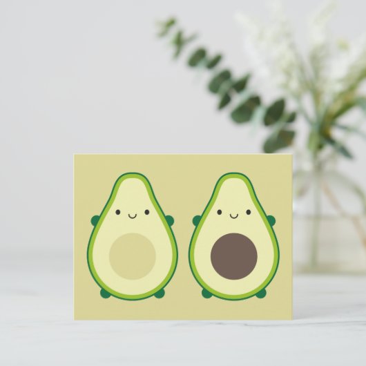 Kawaii Avocado Briefkaart (Staand voorkant)