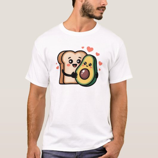 Kawaii Avocado, Cute Avocado Toast, Smiling Foodie T-shirt (Voorkant)