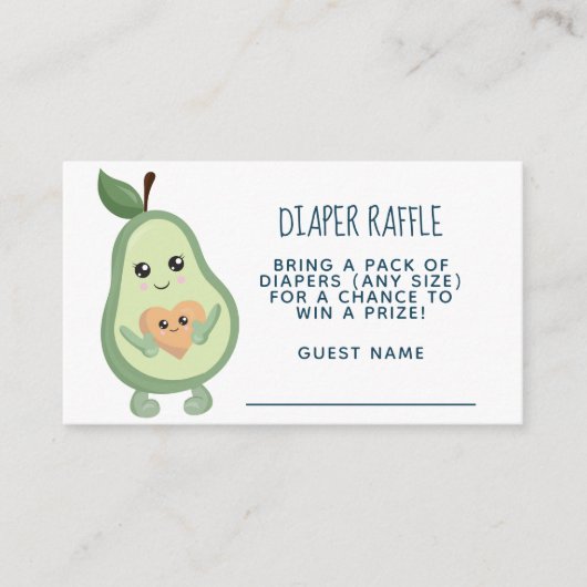 Kawaii Avocado Diaper Raffle Informatiekaartje (Voorkant)