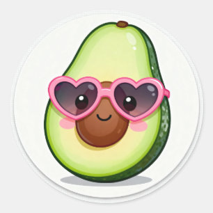 Kawaii Avocado Hart Zonnebril Sticker