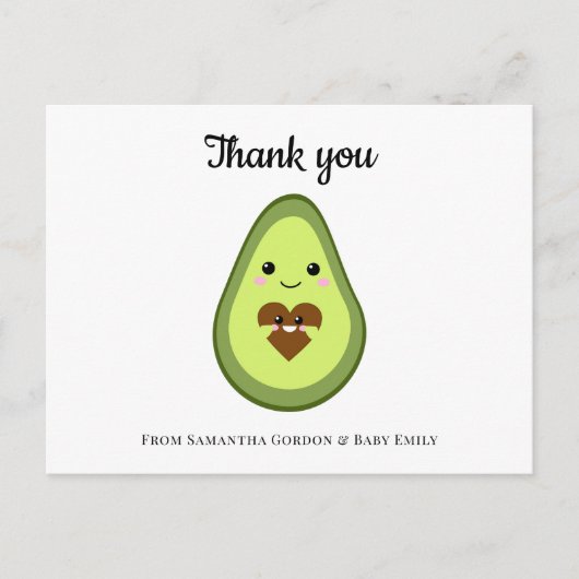 Kawaii Avocado Hartelijk dank aan uw minimalistisc Briefkaart (Voorkant)
