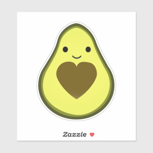 Kawaii Avocado met een hartfoto Sticker (Vel)
