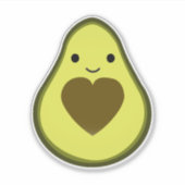 Kawaii Avocado met een hartfoto Sticker (Voorkant)