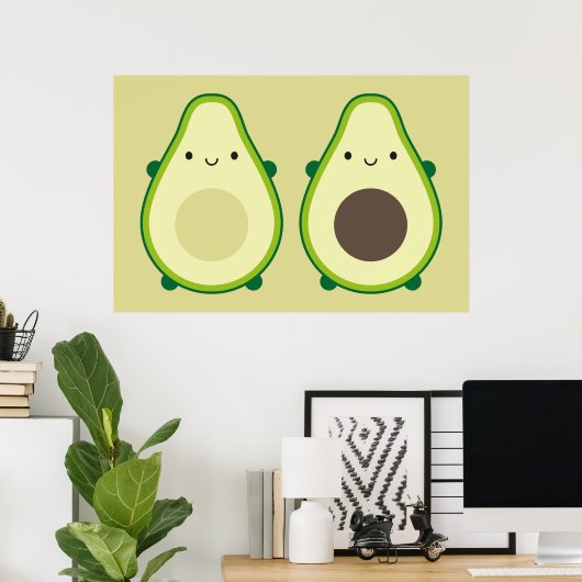 Kawaii Avocado Poster (Thuiskantoor)