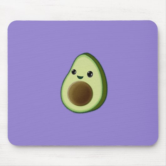 Kawaii Avocado Tekening Custom Paarse Muismat (Voorkant)