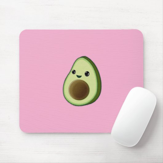 Kawaii Avocado Tekening Custom Pink Muismat (Met muis)