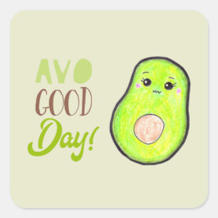 kawaii avocado verkleurd potlood avo grote dag sch vierkante sticker