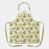 Kawaii Avocado White Design Roze Sterren grillig Schort (Voorkant)