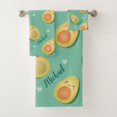 Kawaii Avocados Let's Avocuddle Pattern Bad Handdoek (Insitu)