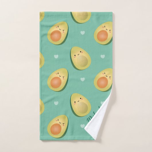 Kawaii Avocados Let's Avocuddle Pattern Bad Handdoek (Handdoek)