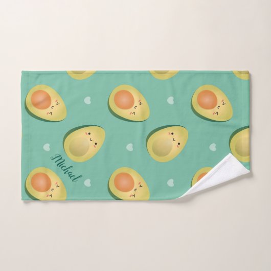 Kawaii Avocados Let's Avocuddle Pattern Bad Handdoek (Handdoek)