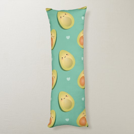 Kawaii Avocados Let's Avocuddle Pattern Funny Lichaamskussen (Achterkant (Verticaal))