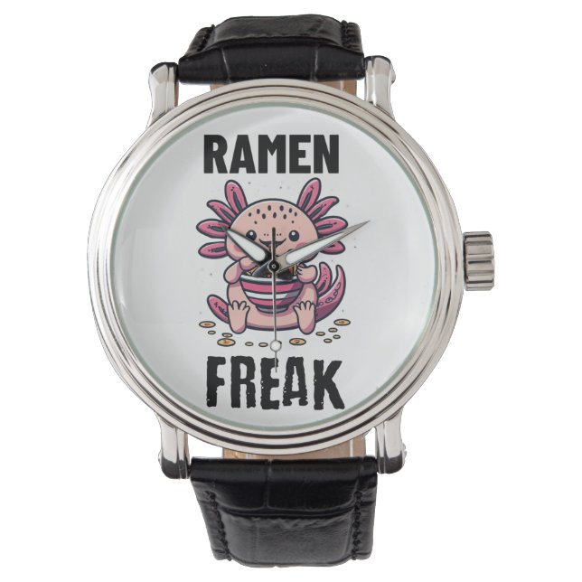 Kawaii Axalotl eten Ramen Horloge (Voorkant)