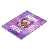 Kawaii Axalotl eten Ramen (witte tekst) Notitieboek (Linkerzijde)