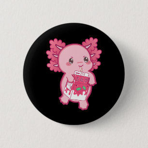 Kawaii Axolotl Aardbei Melk Tiener Meisje Kids Jap Ronde Button 5,7 Cm