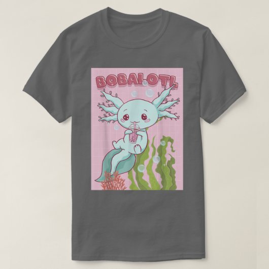 Kawaii Axolotl Boba belteubelthee Japans esthetisc T-shirt (Design voorkant)