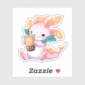 Kawaii Axolotl & Boba thee Sticker (Vel)