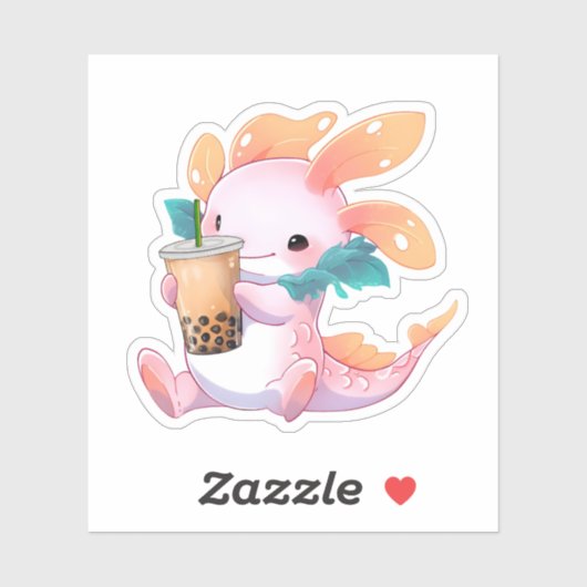 Kawaii Axolotl & Boba thee Sticker (Vel)