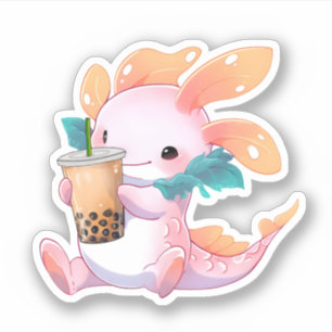 Kawaii Axolotl & Boba thee Sticker