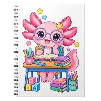 Kawaii Axolotl Boekenwurm Terug naar School Notiti Notitieboek