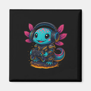 Kawaii Axolotl die videogames speelt Funny Gaming Magneet