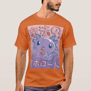 Kawaii Axolotl Drink aardbeienmelk Japans L T-shirt