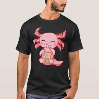 Kawaii Axolotl Drink Boba Bubble Tea Anime Girl T-shirt