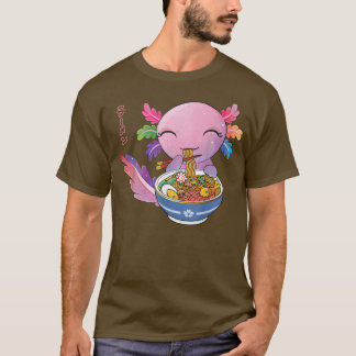 Kawaii Axolotl Eating Ramen Japanse noedels Anime T-shirt