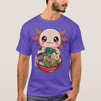 Kawaii Axolotl Eating Ramen Noodles Anime Gift Gir T-shirt