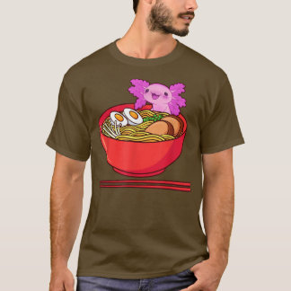 Kawaii Axolotl Eating Ramen Noodles Anime Gift Tee T-shirt