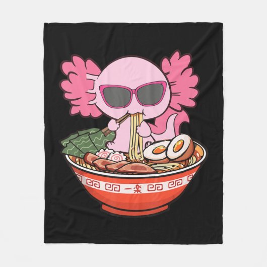 Kawaii Axolotl Eating Ramen Noodles Anime Girls Te Fleece Deken (Voorkant)