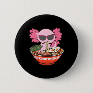 Kawaii Axolotl Eating Ramen Noodles Anime Girls Te Ronde Button 5,7 Cm