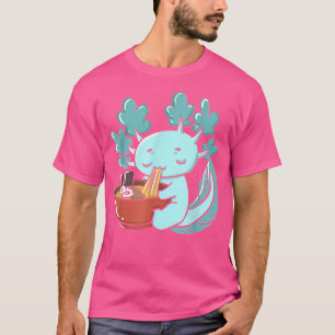 Kawaii Axolotl Eating Ramen Noodles Anime Girls Te T-shirt