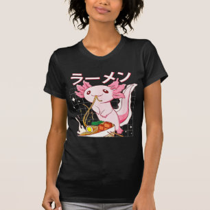 Kawaii Axolotl Eating Ramen Noodles Anime Girls Te T-shirt