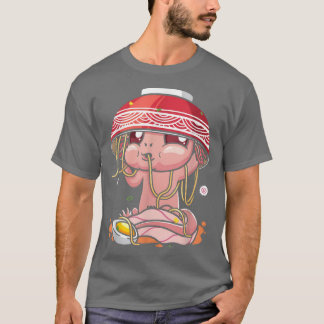 Kawaii Axolotl Eating Ramen Noodles Anime Girls Te T-shirt