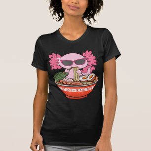 Kawaii Axolotl Eating Ramen Noodles Anime Girls Te T-shirt