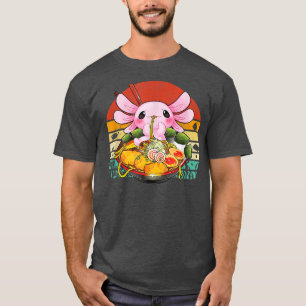 Kawaii Axolotl Eating Ramen Noodles Anime T-shirt