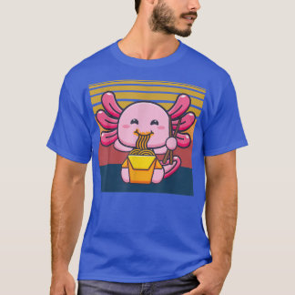Kawaii Axolotl Eating Ramen Noodles Anime T-shirt