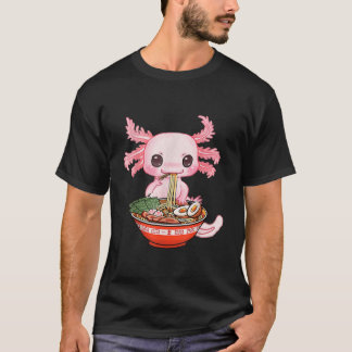 Kawaii Axolotl Eating Ramen Noodles Anime T-Shirt