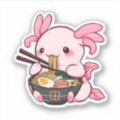Kawaii Axolotl Eating Ramen Sticker (Voorkant)