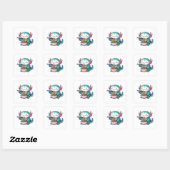 Kawaii Axolotl Eating Ramen Vierkante Sticker (Vel)