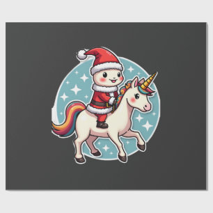 Kawaii Axolotl Eenhoorn Kerstman Prettig Kerstfees Cadeaupapier